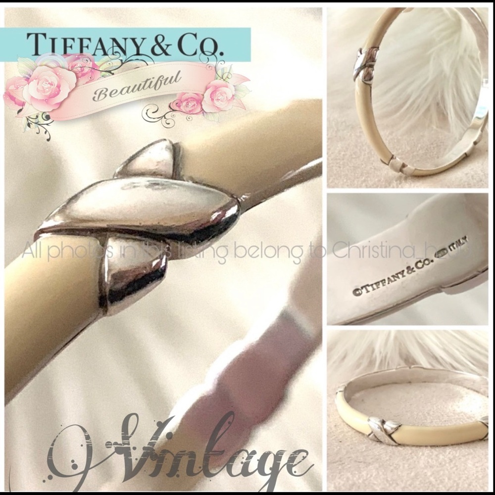 RARE Tiffany & Co. Wide X enamel bangle bracelet